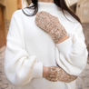 Yura Knit Alpaca Fingerless Gloves Beige